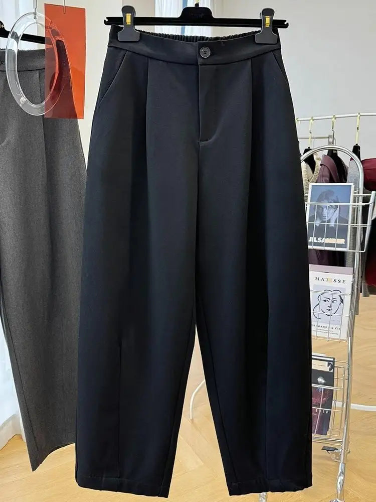 High Waisted Casual Suit Pants for Women's Spring and Autumn Temperament Nine Point Harem Pants Slimming Trousers
