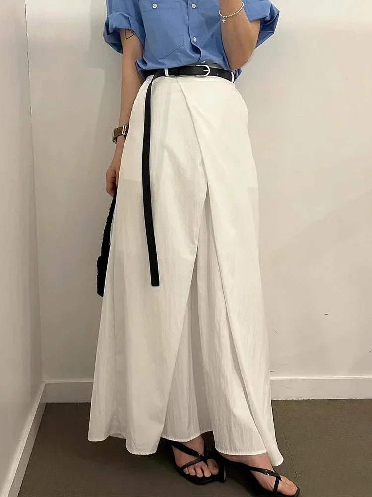 Summer New Chic French Retro Design Split Pocket Women Skirts Fashion Versatile Women's High Waist Slim Fit Pleated A-line Skirt