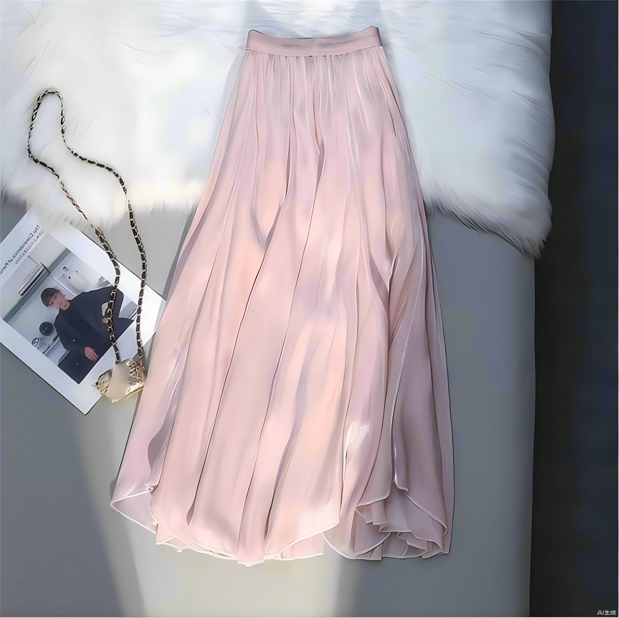 2025 Spring summer ladies long half skirt elastic waist French elegant romantic dating umbrella skirt