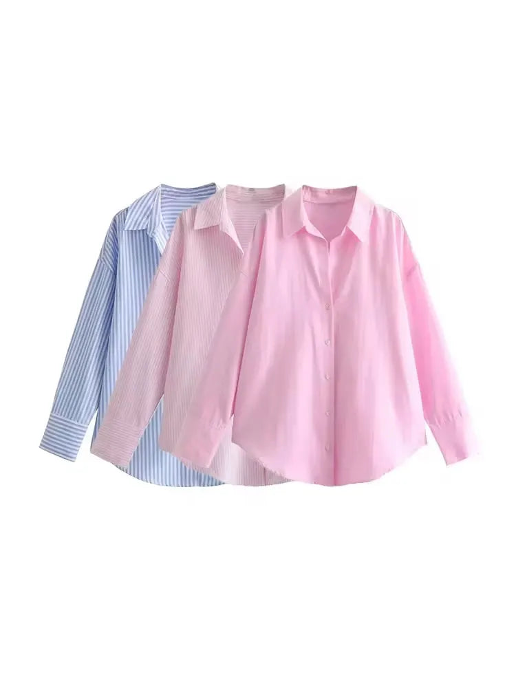 Loose Asymmetric Shirts for Women, Long Sleeve, Front Button, Female Blouses, Chic Tops, Fashion