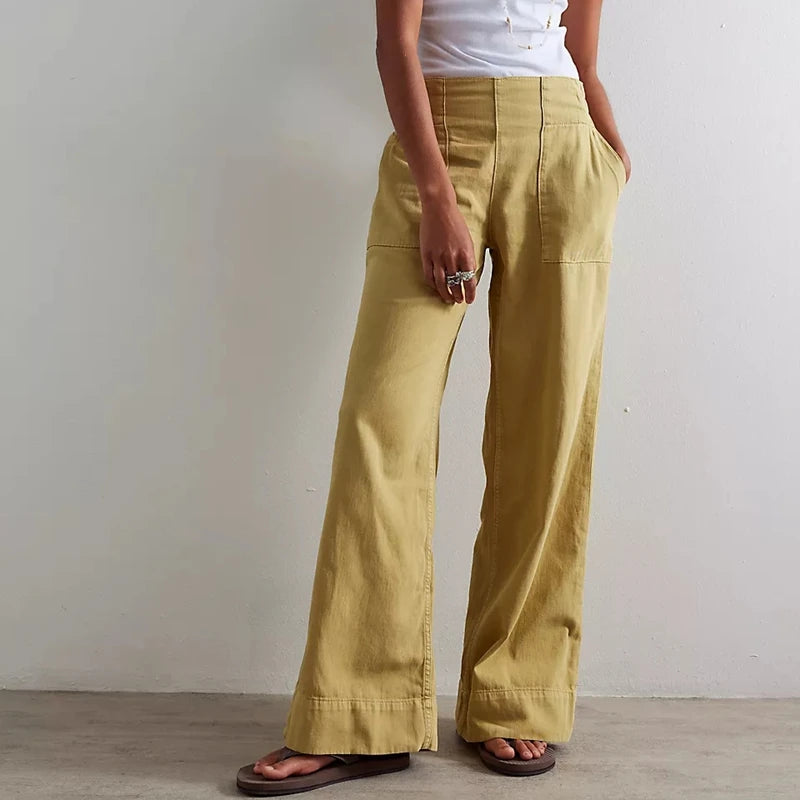 Combhasaki Women's Baggy Loose-Fitting Denim Long Pants Casual Solid Color Elastic Low Waist Wide Leg Y2k Vintage Jeans Trousers