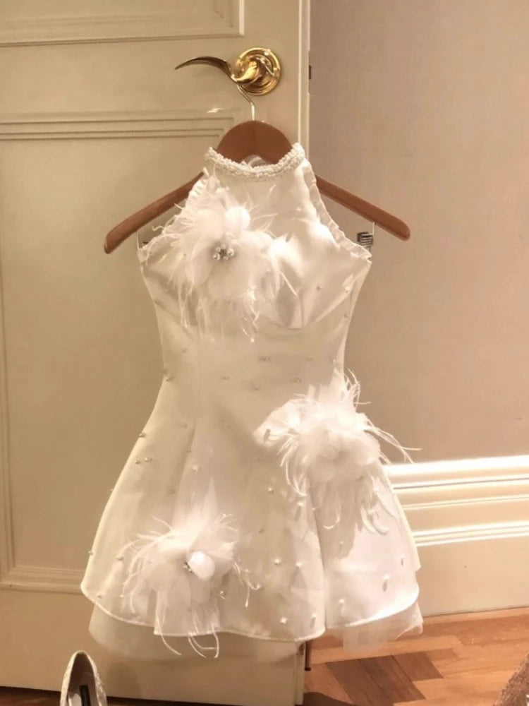 French Style Elegant Women Summer Dress Fashion Vintage Gown White Princess Dress Female Korean Popular Chic Party Outfits 2025